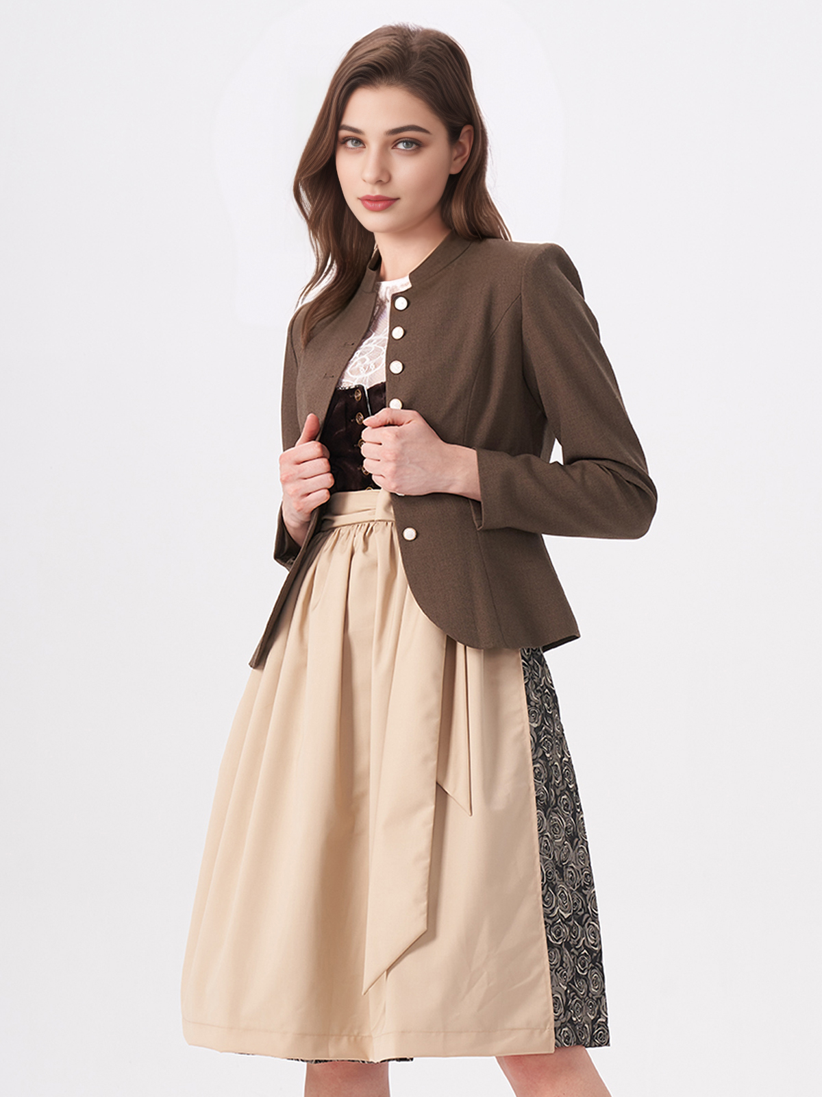 Dirndl mit Reißverschluss in Braun