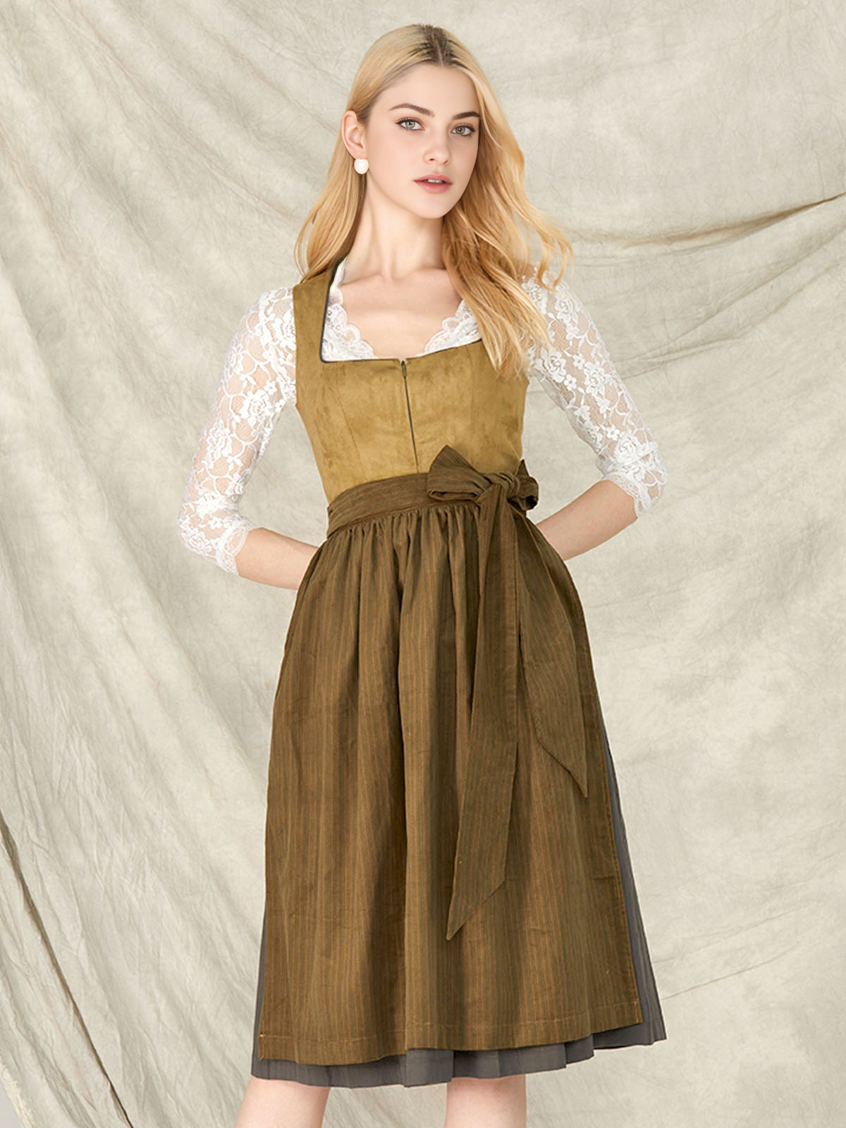 Olivgrünes Dirndl mit natürlichem Charme