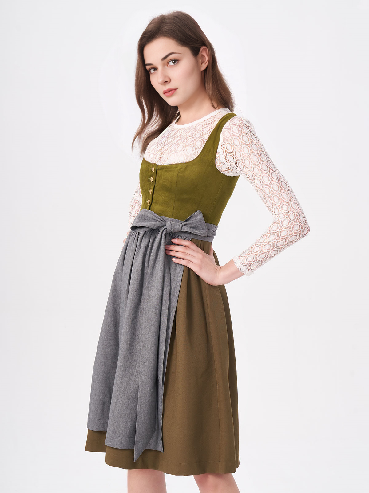 Grünes Dirndl mit floralem Muster